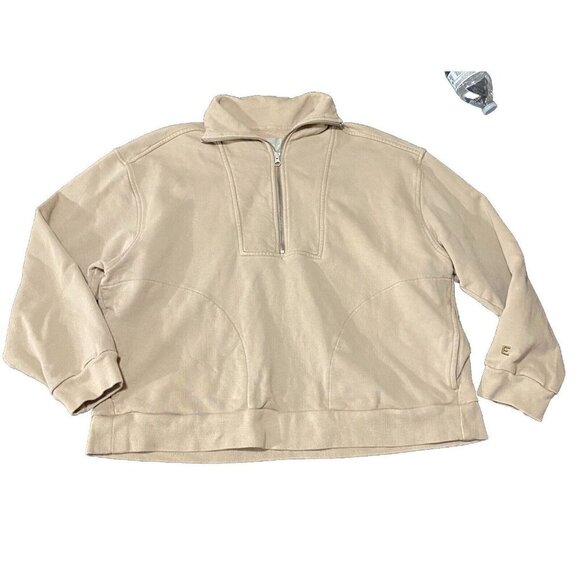 Everlane Sweaters - Everlane Sweatshirt Womens XL Beige Organic Cotton 1/4 Quarter Zip Sweater